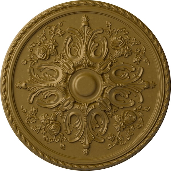 Ekena Millwork Bradford Ceiling Medallion (Fits Canopies up to 6 5/8"), Hand-Painted Gold, 32 5/8"OD x 2"P CM32BRGLS - main